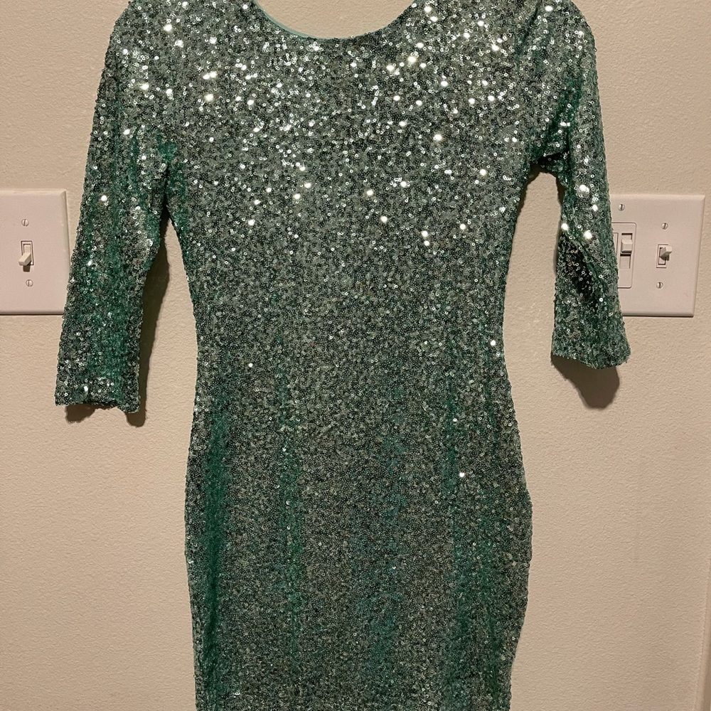TFNC London Teal Sequin Mini Dress size XS